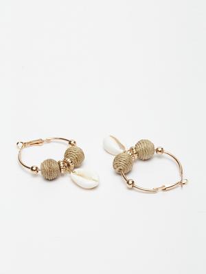 beige metal drop earring - 17428169 - Standard Image - 3