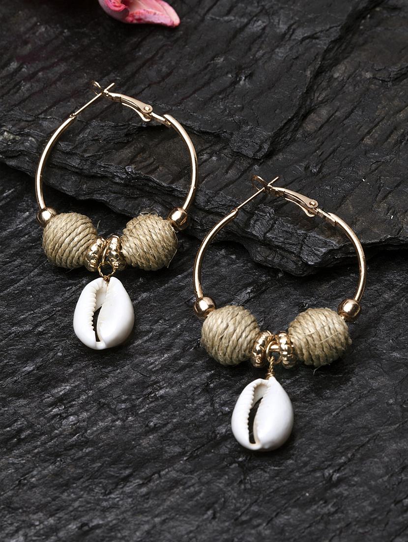 beige metal drop earring - 17428169 - Zoom Image - 2