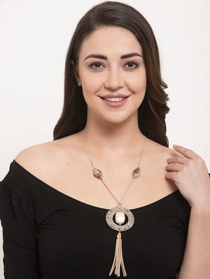 beige metal long necklace - 17428186 - Standard Image - 4