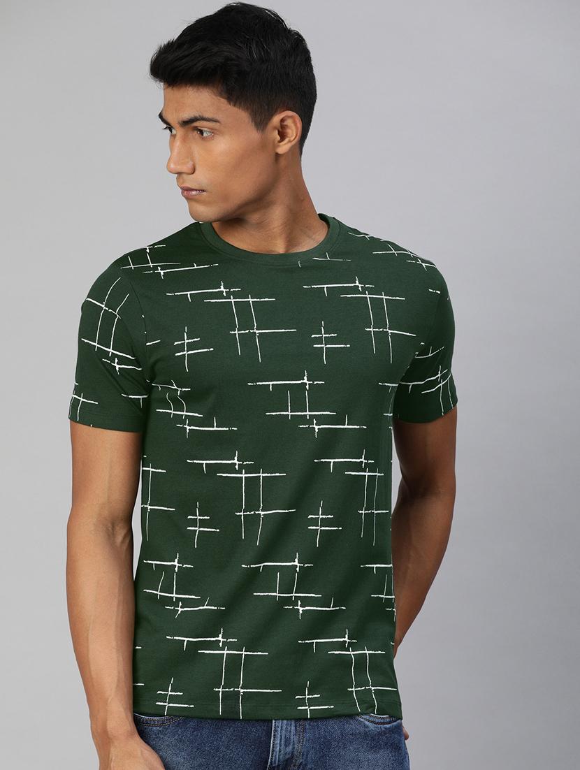 olive green printed t-shirt - 17428225 - Zoom Image - 1