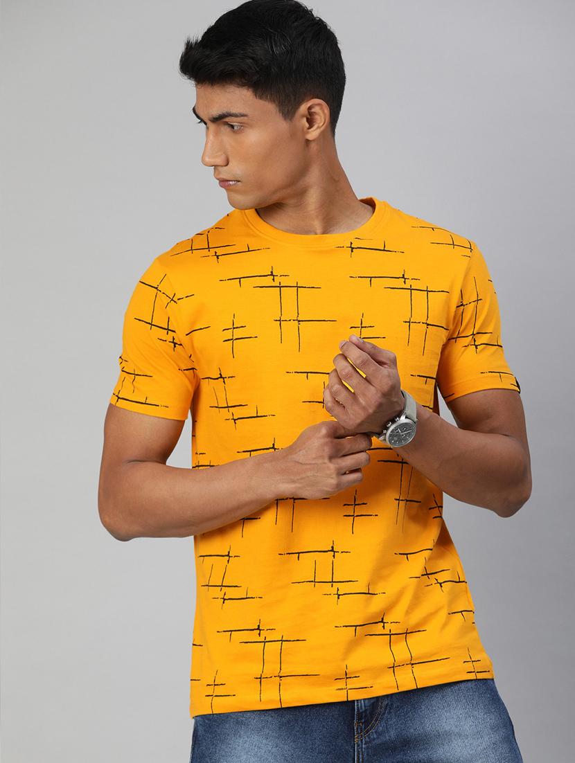 mustard printed t-shirt - 17428226 - Zoom Image - 1