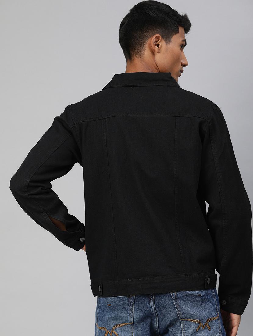 black solid denim jacket - 17428232 - Zoom Image - 3