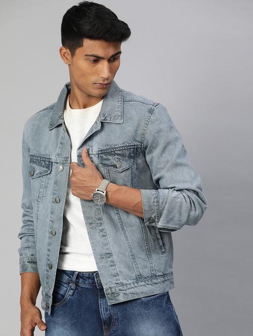 grey washed denim jacket - 17428233 - Standard Image - 1