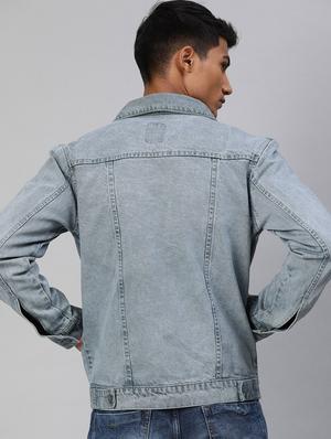 grey washed denim jacket - 17428233 - Standard Image - 3