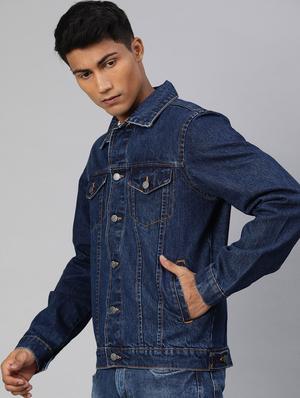 navy blue washed denim jacket - 17428235 - Standard Image - 2