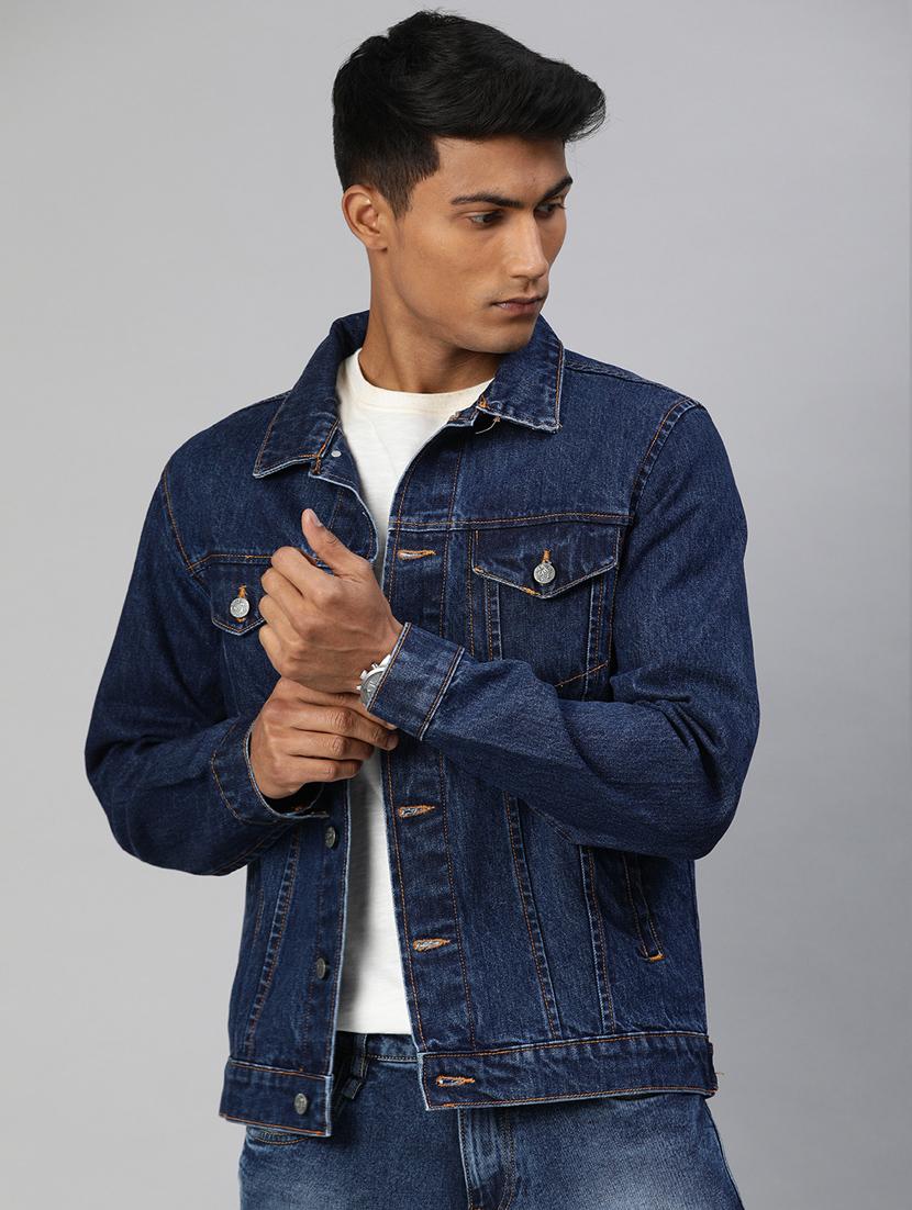 navy blue washed denim jacket - 17428235 - Zoom Image - 1