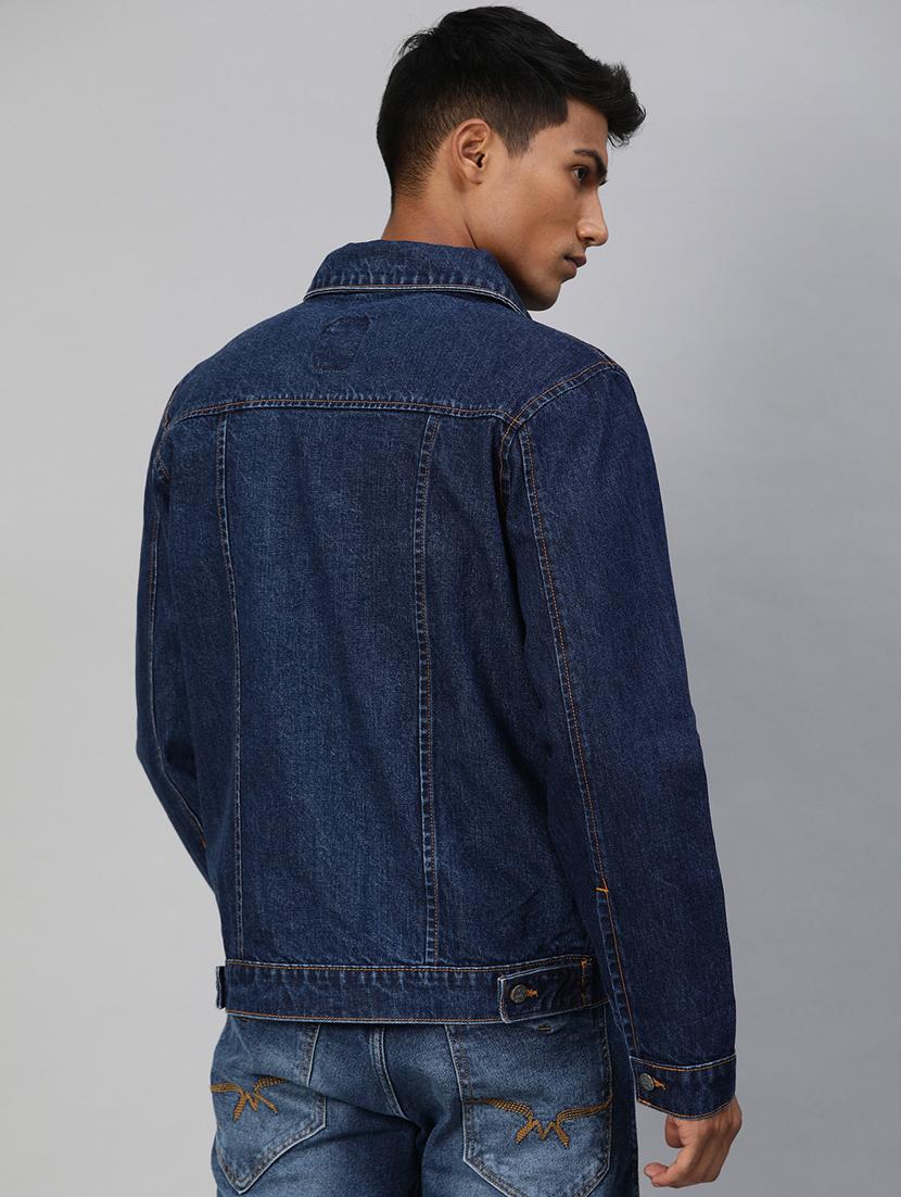 navy blue washed denim jacket - 17428235 - Zoom Image - 3