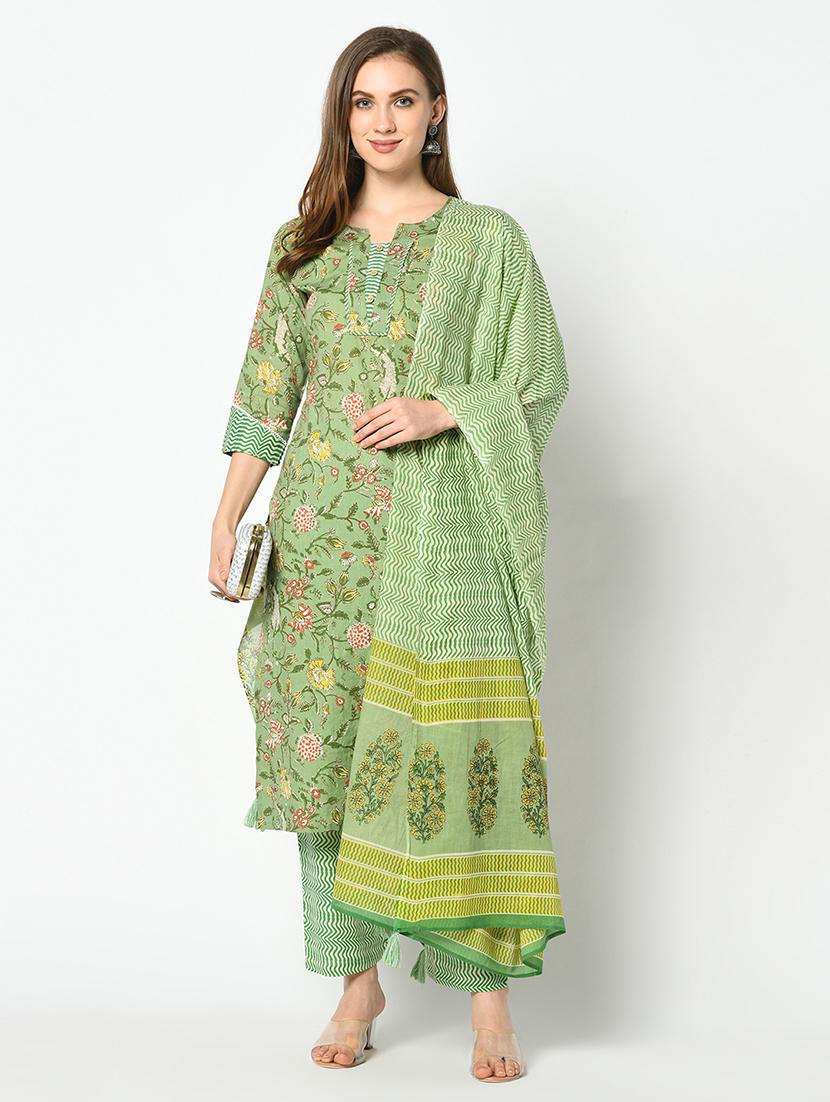 floral print kurta palazzo set with dupatta - 17428307 - Zoom Image - 1