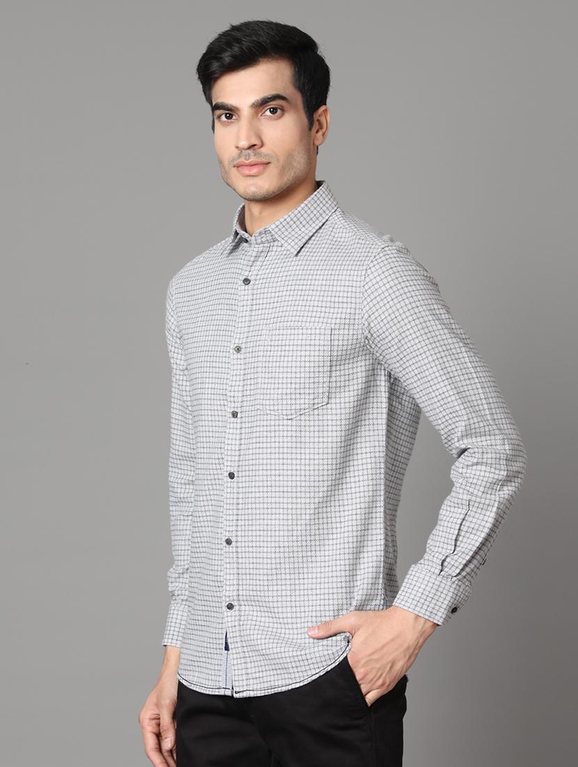grey checkered casual shirt - 17428461 - Zoom Image - 2