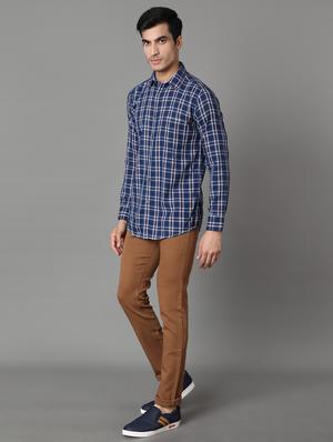 navy blue checkered casual shirt - 17428463 - Standard Image - 4