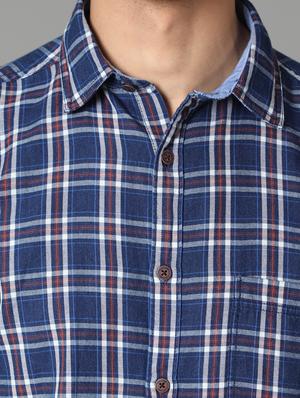 navy blue checkered casual shirt - 17428463 - Standard Image - 5