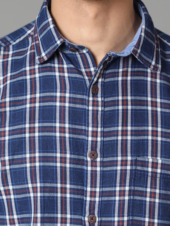 navy blue checkered casual shirt - 17428463 - Zoom Image - 5