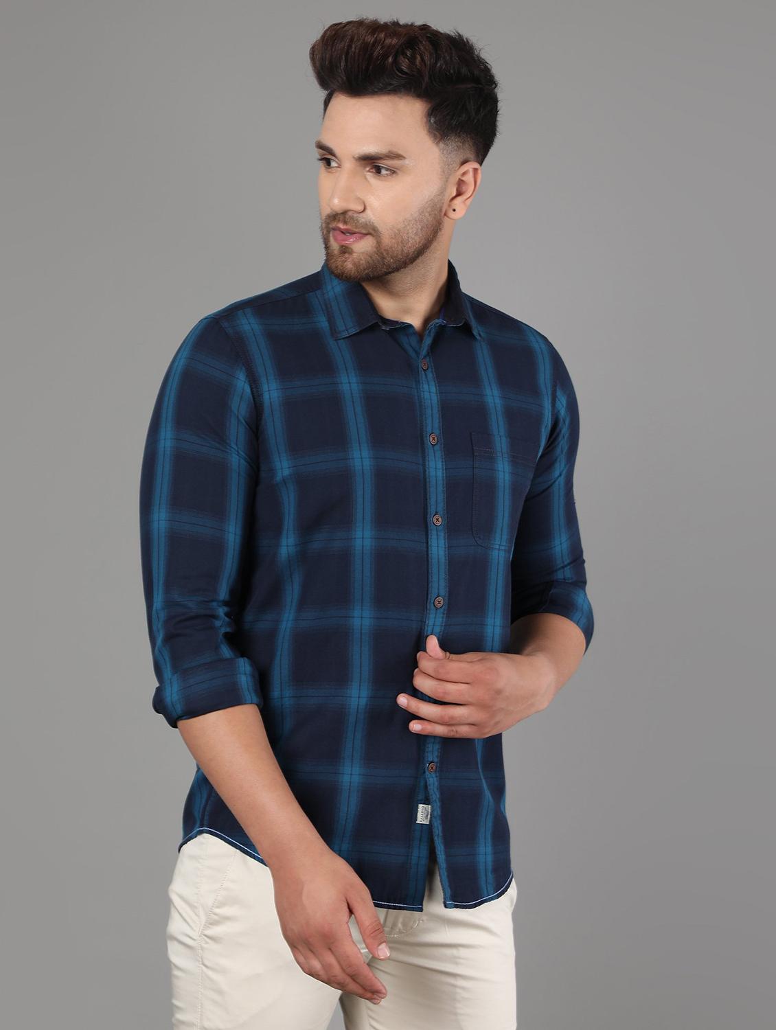 blue checkered casual shirt - 17428469 - Zoom Image - 2
