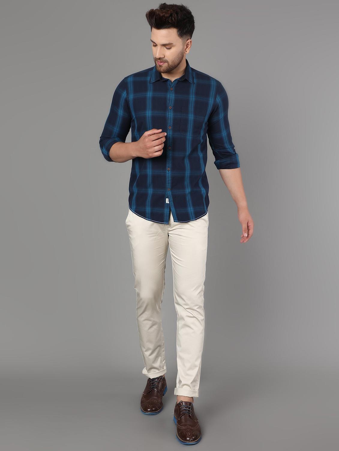 blue checkered casual shirt - 17428469 - Zoom Image - 4