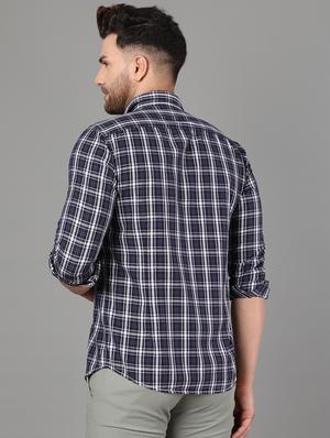 dark blue checkered casual shirt - 17428470 - Standard Image - 3