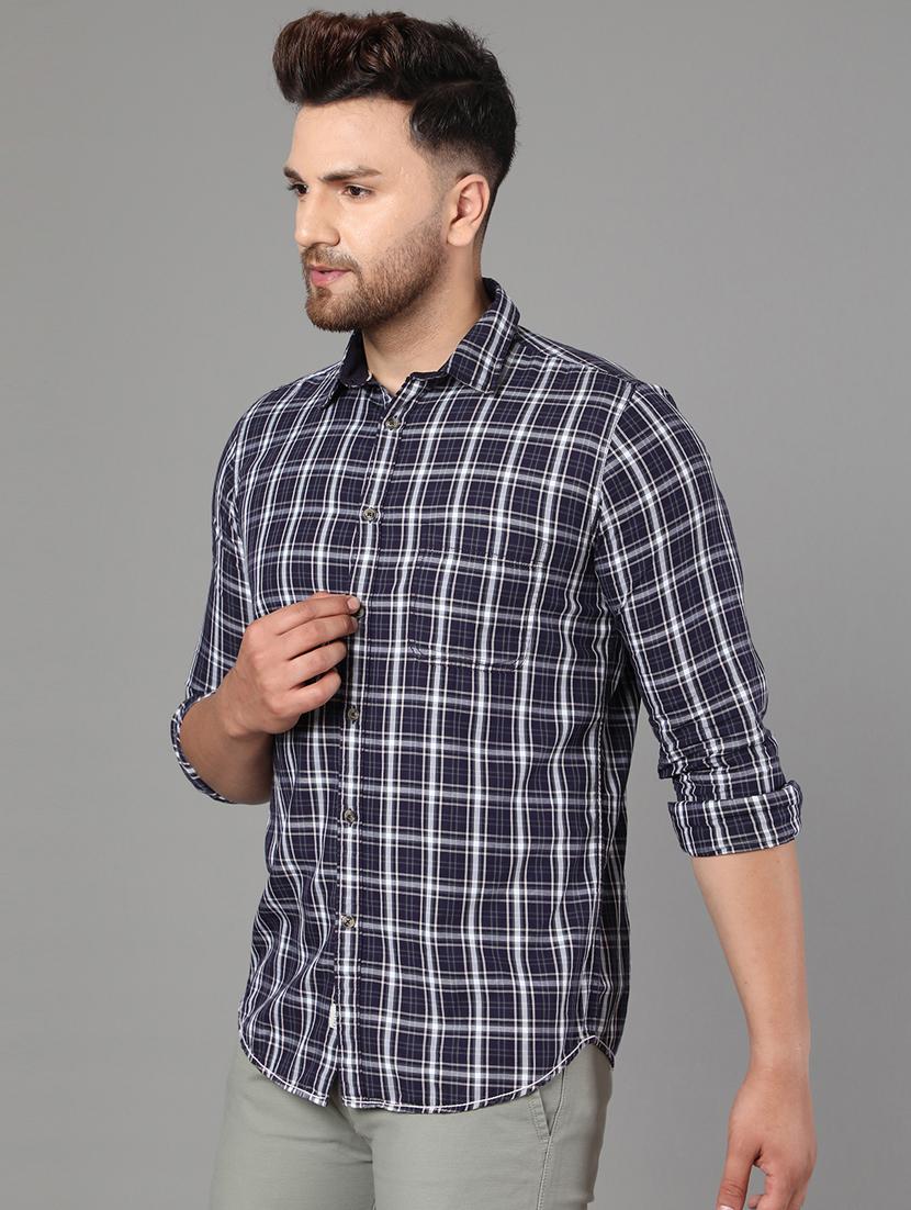dark blue checkered casual shirt - 17428470 - Zoom Image - 2