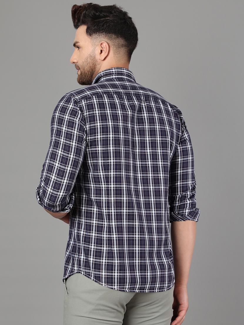 dark blue checkered casual shirt - 17428470 - Zoom Image - 3