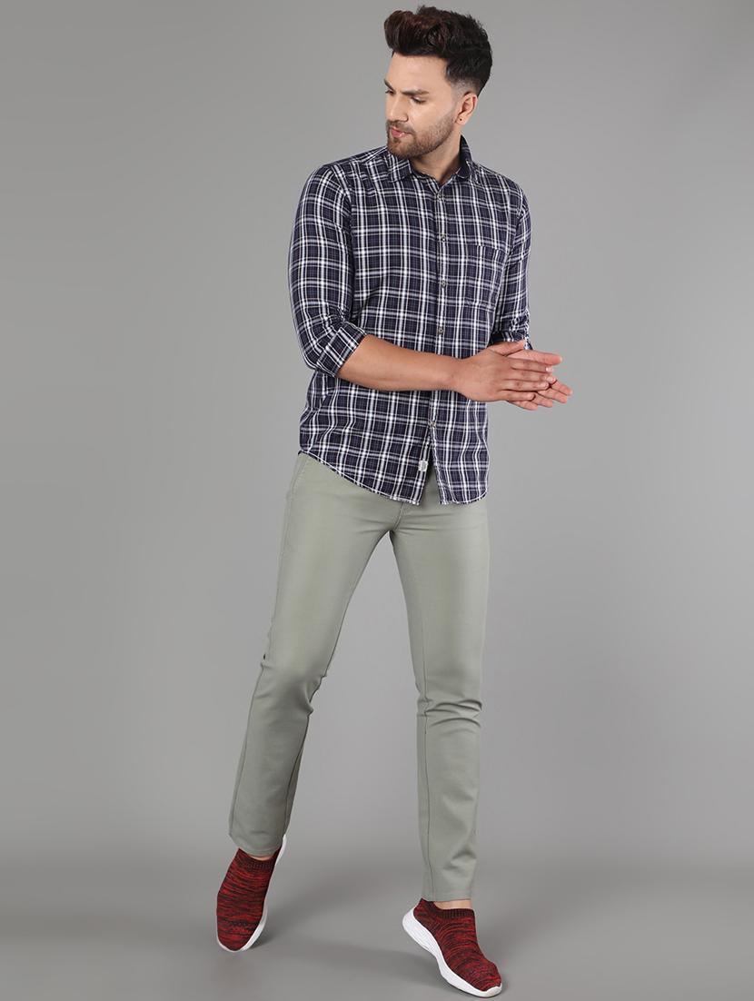 dark blue checkered casual shirt - 17428470 - Zoom Image - 4