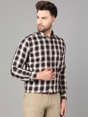 brown checkered casual shirt - 17428471 - Standard Image - 2