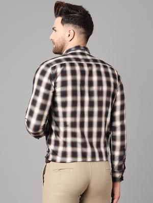 brown checkered casual shirt - 17428471 - Standard Image - 3