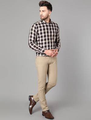 brown checkered casual shirt - 17428471 - Standard Image - 4