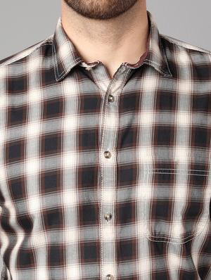 brown checkered casual shirt - 17428471 - Standard Image - 5