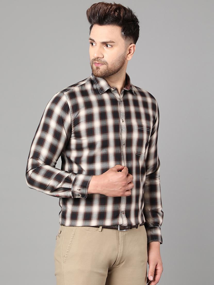 brown checkered casual shirt - 17428471 - Zoom Image - 2
