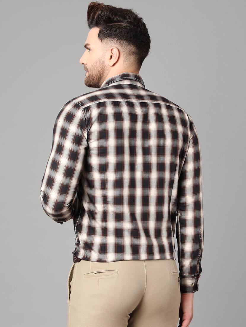 brown checkered casual shirt - 17428471 - Zoom Image - 3