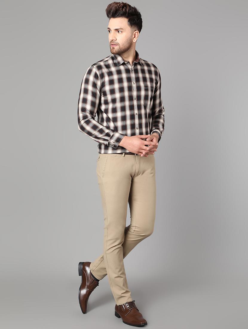 brown checkered casual shirt - 17428471 - Zoom Image - 4