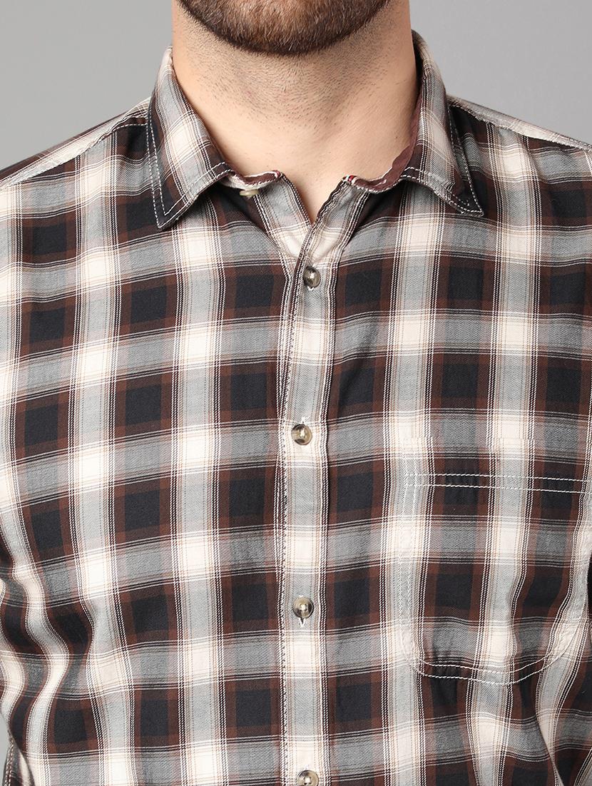 brown checkered casual shirt - 17428471 - Zoom Image - 5