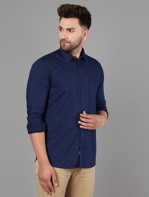 blue self design casual shirt - 17428474 - Standard Image - 2