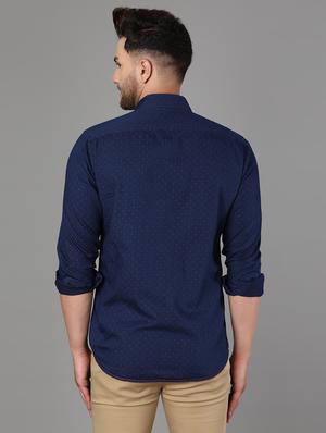 blue self design casual shirt - 17428474 - Standard Image - 3