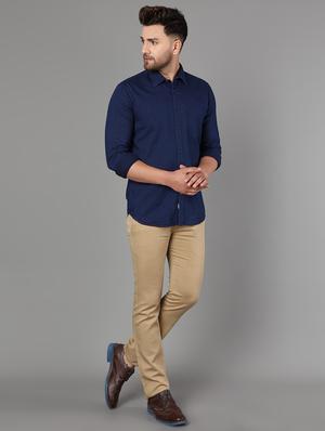 blue self design casual shirt - 17428474 - Standard Image - 4