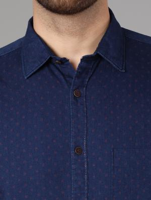 blue self design casual shirt - 17428474 - Standard Image - 5