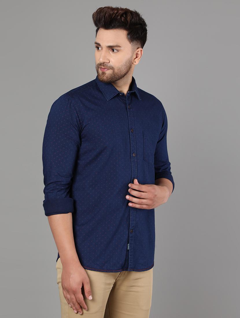blue self design casual shirt - 17428474 - Zoom Image - 2