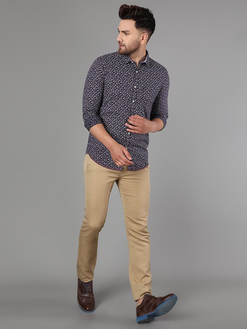 navy blue floral casual shirt - 17428478 - Zoom Image - 4