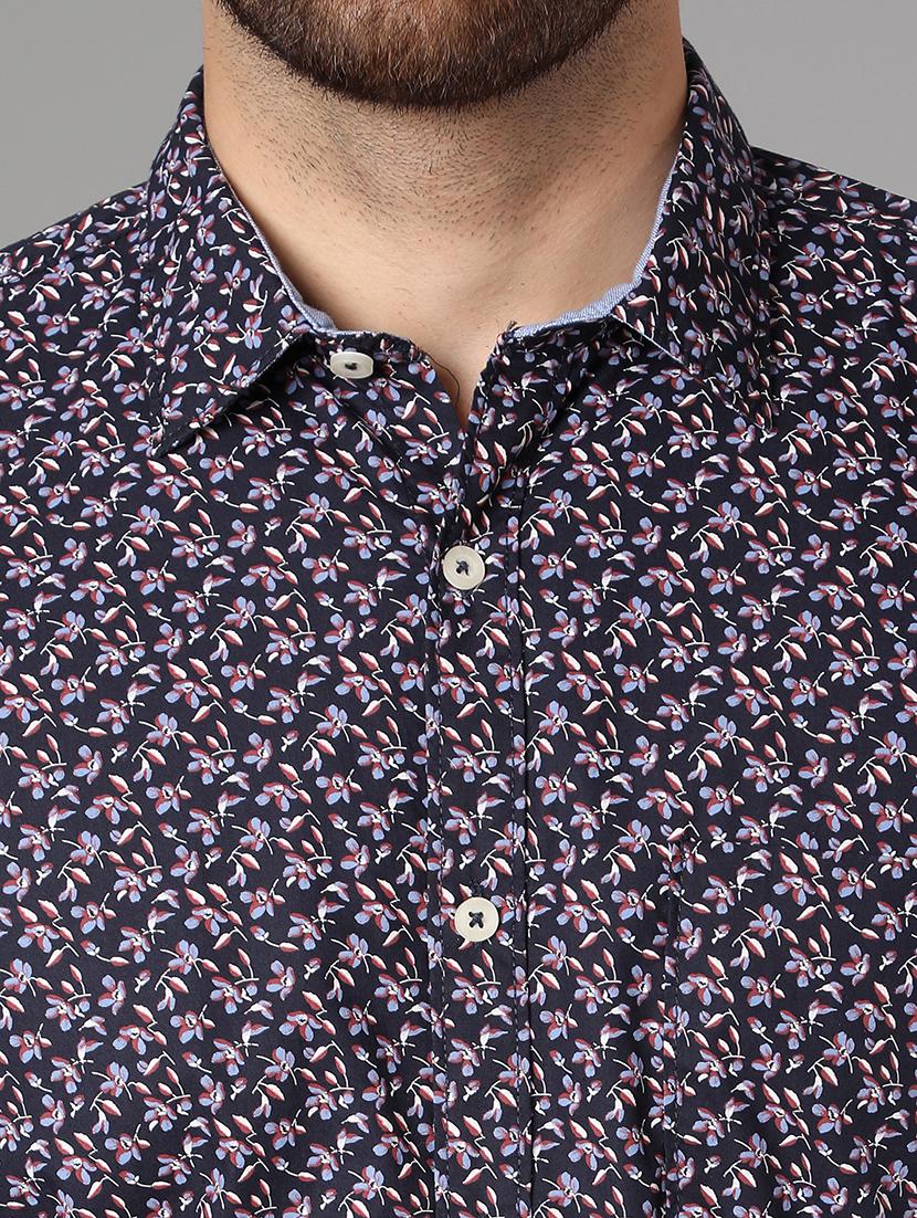 navy blue floral casual shirt - 17428478 - Zoom Image - 5