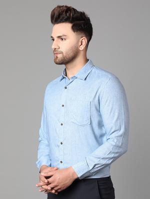 blue solid casual shirt - 17428480 - Standard Image - 2