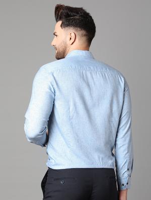 blue solid casual shirt - 17428480 - Standard Image - 3