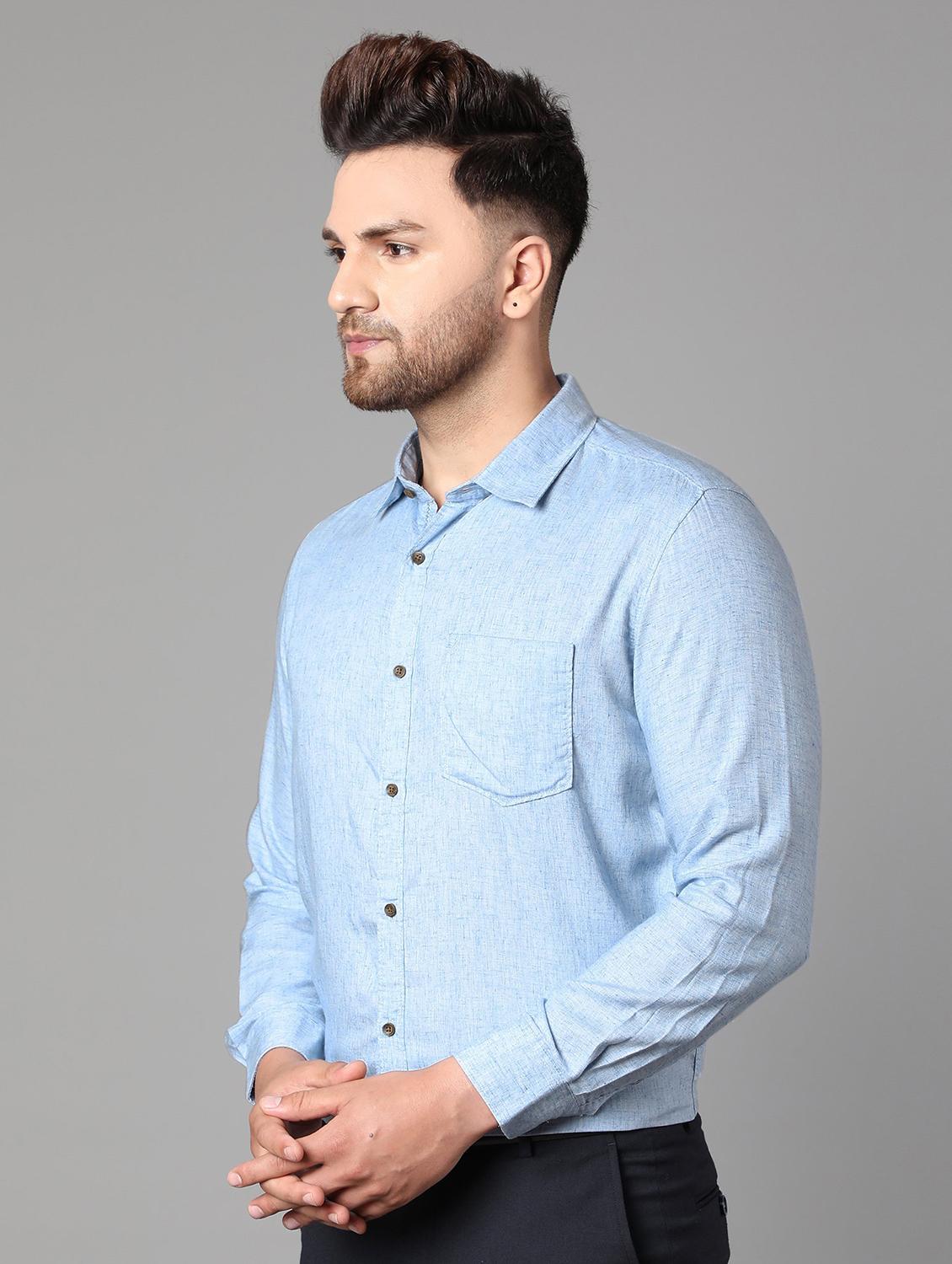 blue solid casual shirt - 17428480 - Zoom Image - 2