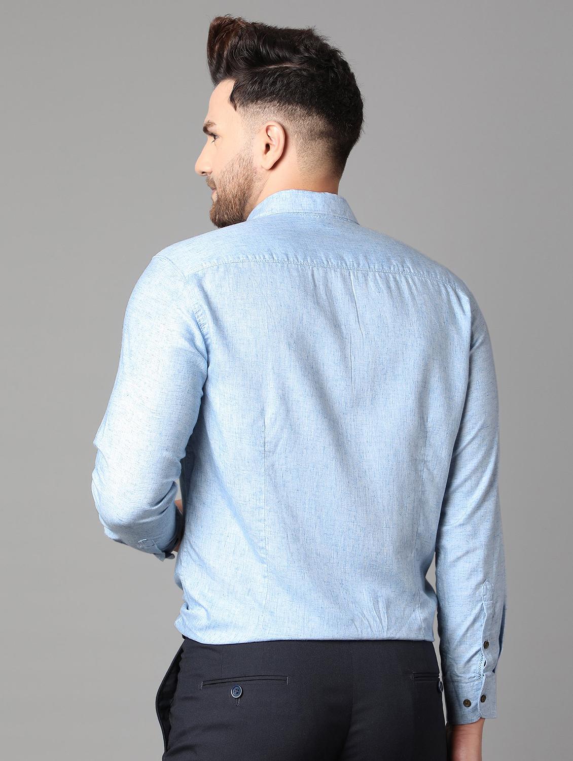 blue solid casual shirt - 17428480 - Zoom Image - 3