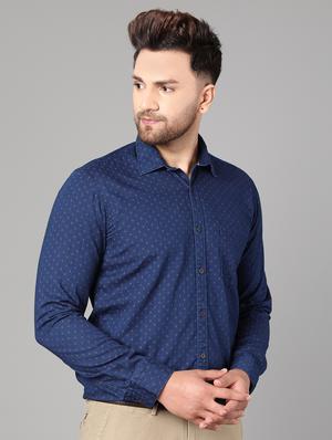 navy blue self design casual shirt - 17428483 - Standard Image - 2