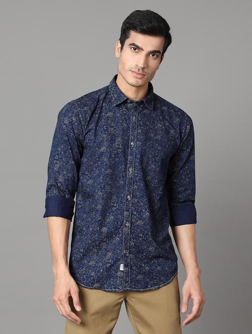 blue floral casual shirt - 17428485 - Standard Image - 1