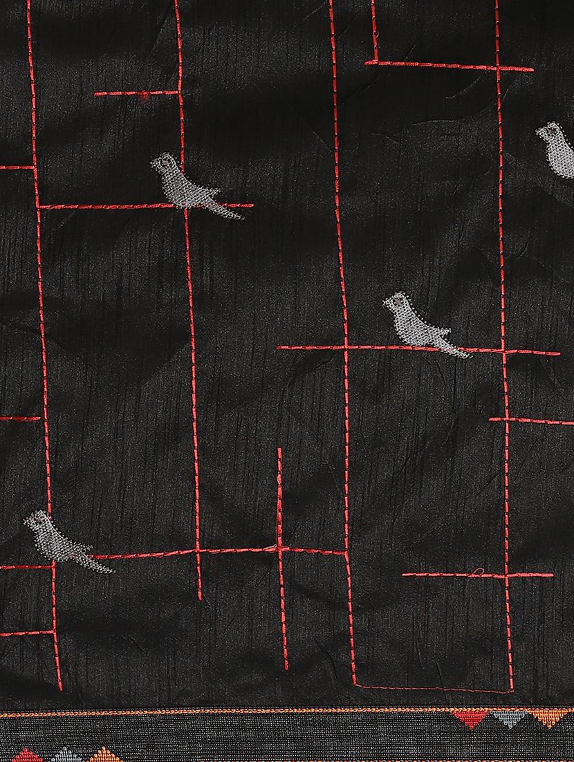 solid printed saree with blouse - 17428623 - Zoom Image - 4
