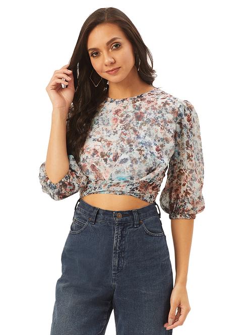 tie back floral top - 17428665 - Standard Image - 1