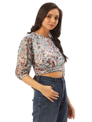 tie back floral top - 17428665 - Standard Image - 2