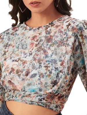 tie back floral top - 17428665 - Standard Image - 6