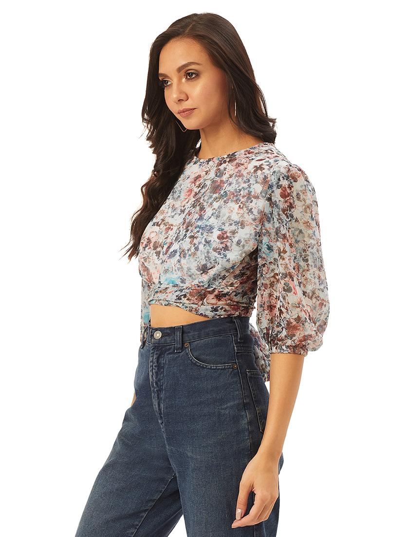 tie back floral top - 17428665 - Zoom Image - 3