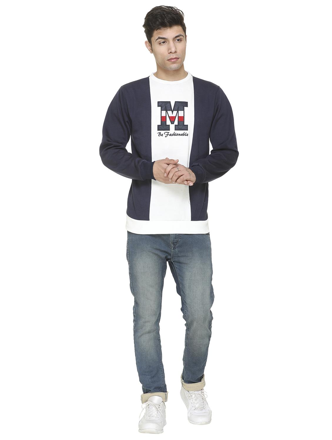 navy blue printed cut & sew sweatshirt - 17428758 - Zoom Image - 4