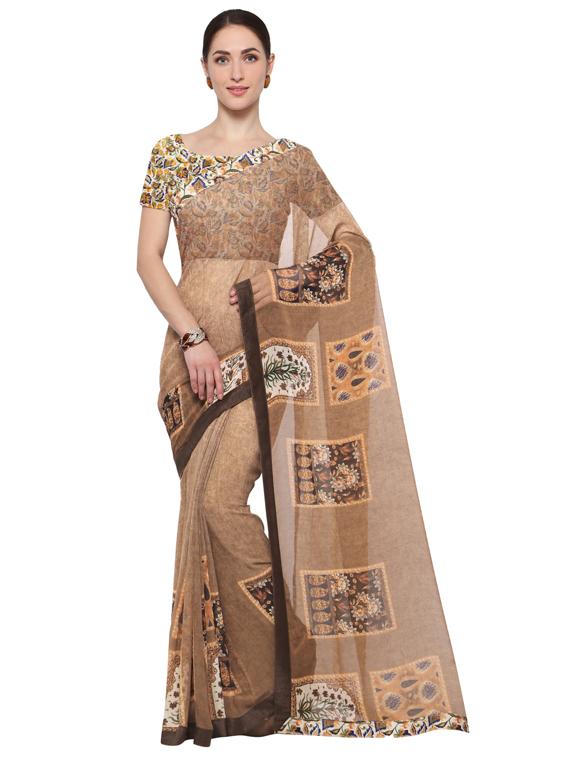 floral printed saree with blouse - 17428989 - Zoom Image - 1